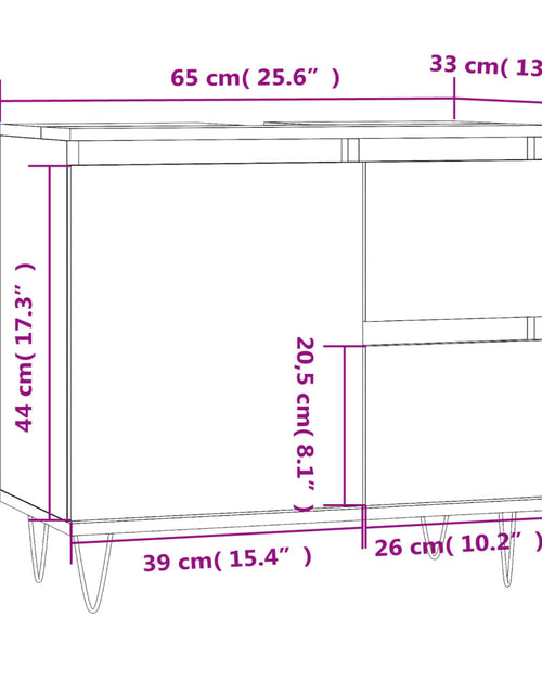 Încărcați imaginea în vizualizatorul Galerie, Dulap de baie, gri sonoma, 65x33x60 cm, lemn prelucrat Lando - Lando

