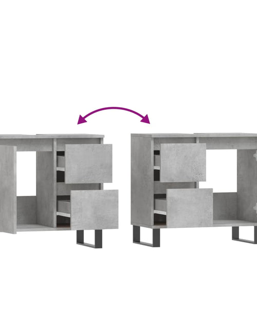 Загрузите изображение в средство просмотра галереи, Dulap de baie, gri beton, 65x33x60 cm, lemn prelucrat Lando - Lando
