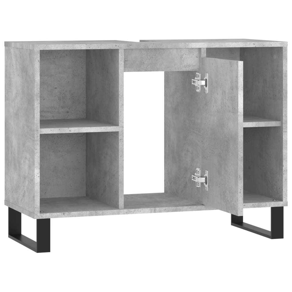Dulap pentru baie, gri beton, 80x33x60 cm, lemn compozit Lando - Lando