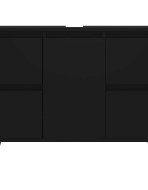 Загрузите изображение в средство просмотра галереи, Dulap pentru baie, negru, 80x33x60 cm, lemn compozit - Lando
