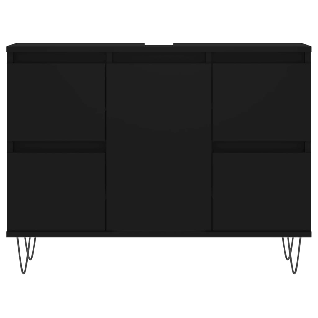 Dulap pentru baie, negru, 80x33x60 cm, lemn compozit - Lando