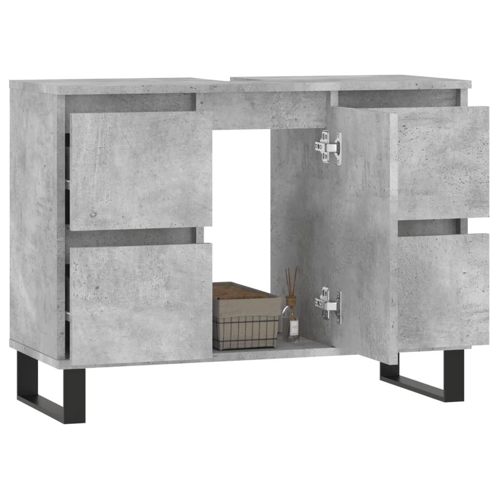 Dulap pentru baie, gri beton, 80x33x60 cm, lemn compozit Lando - Lando