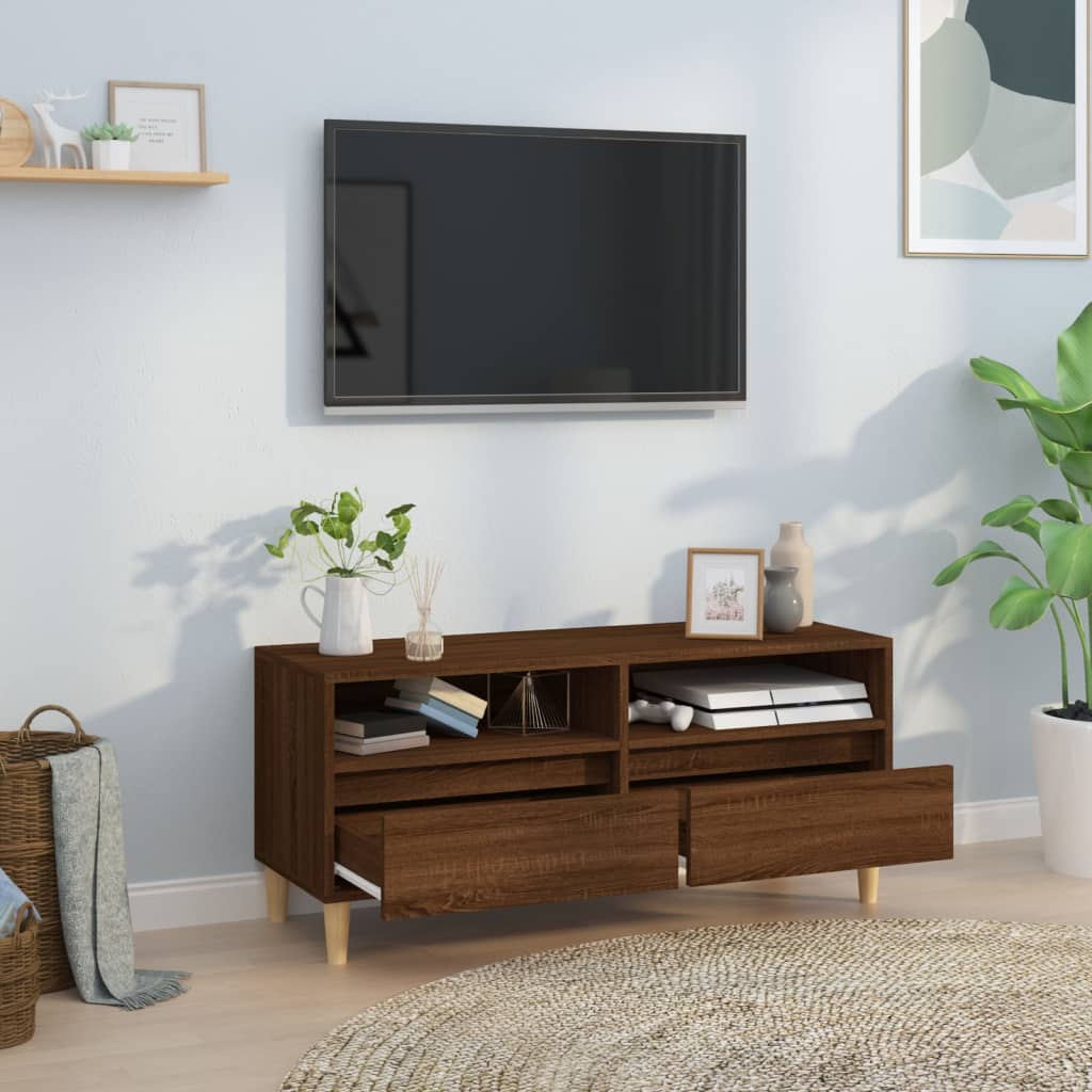 Comodă TV, stejar maro, 100x34,5x44,5 cm, lemn prelucrat Lando - Lando