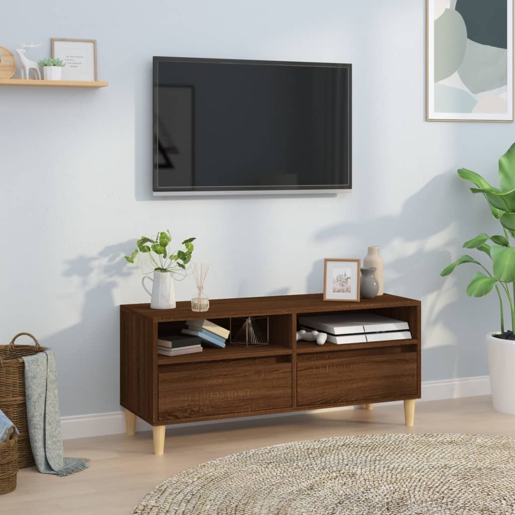 Comodă TV, stejar maro, 100x34,5x44,5 cm, lemn prelucrat Lando - Lando