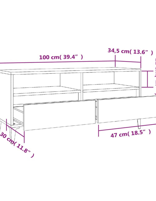 Încărcați imaginea în vizualizatorul Galerie, Comodă TV, stejar fumuriu, 100x34,5x44,5 cm, lemn prelucrat Lando - Lando
