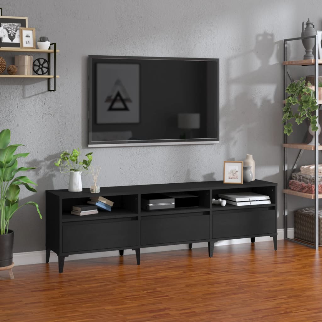 Comodă TV, negru, 150x30x44,5 cm, lemn prelucrat Lando - Lando