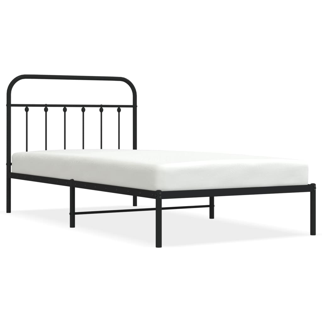Cadru de pat din metal cu tăblie, negru, 100x200 cm - Lando