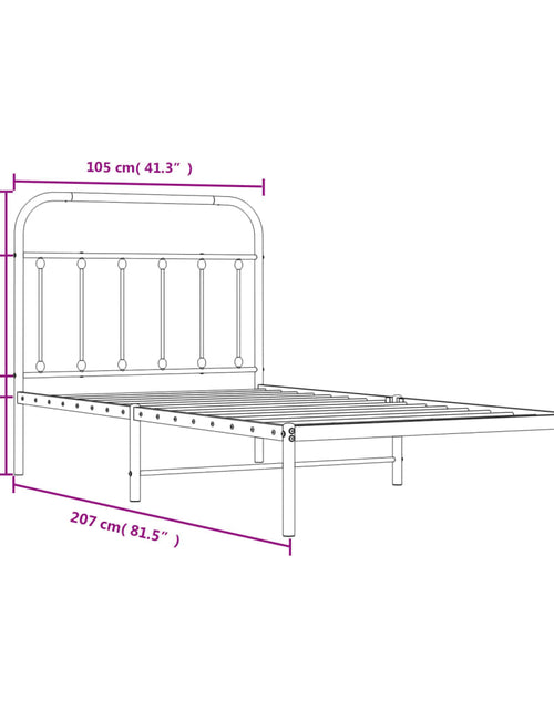 Загрузите изображение в средство просмотра галереи, Cadru de pat din metal cu tăblie, negru, 100x200 cm - Lando

