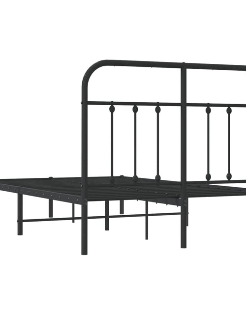 Încărcați imaginea în vizualizatorul Galerie, Cadru de pat metalic cu tăblie, negru, 120x200 cm - Lando
