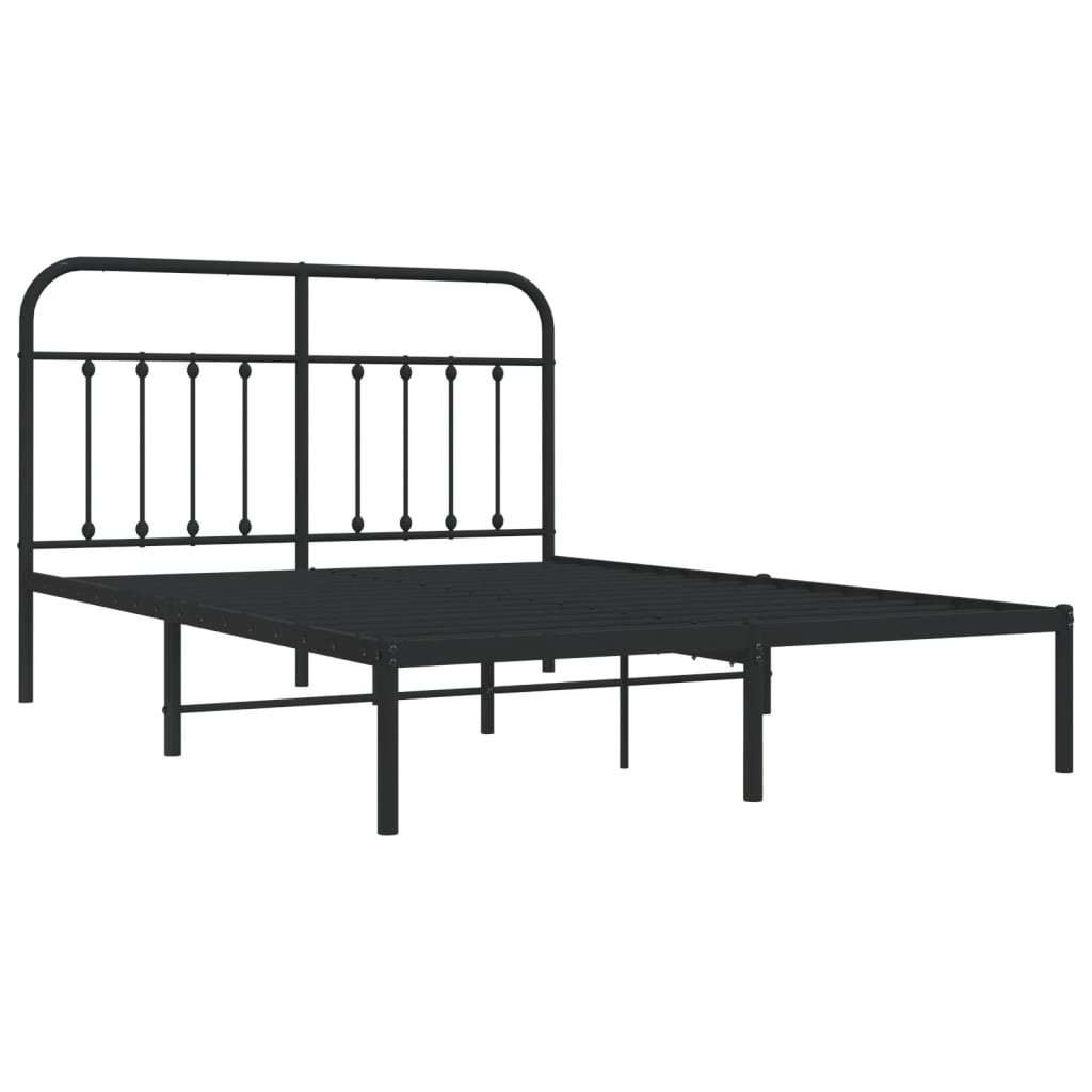 Cadru de pat metalic cu tăblie, negru, 150x200 cm - Lando