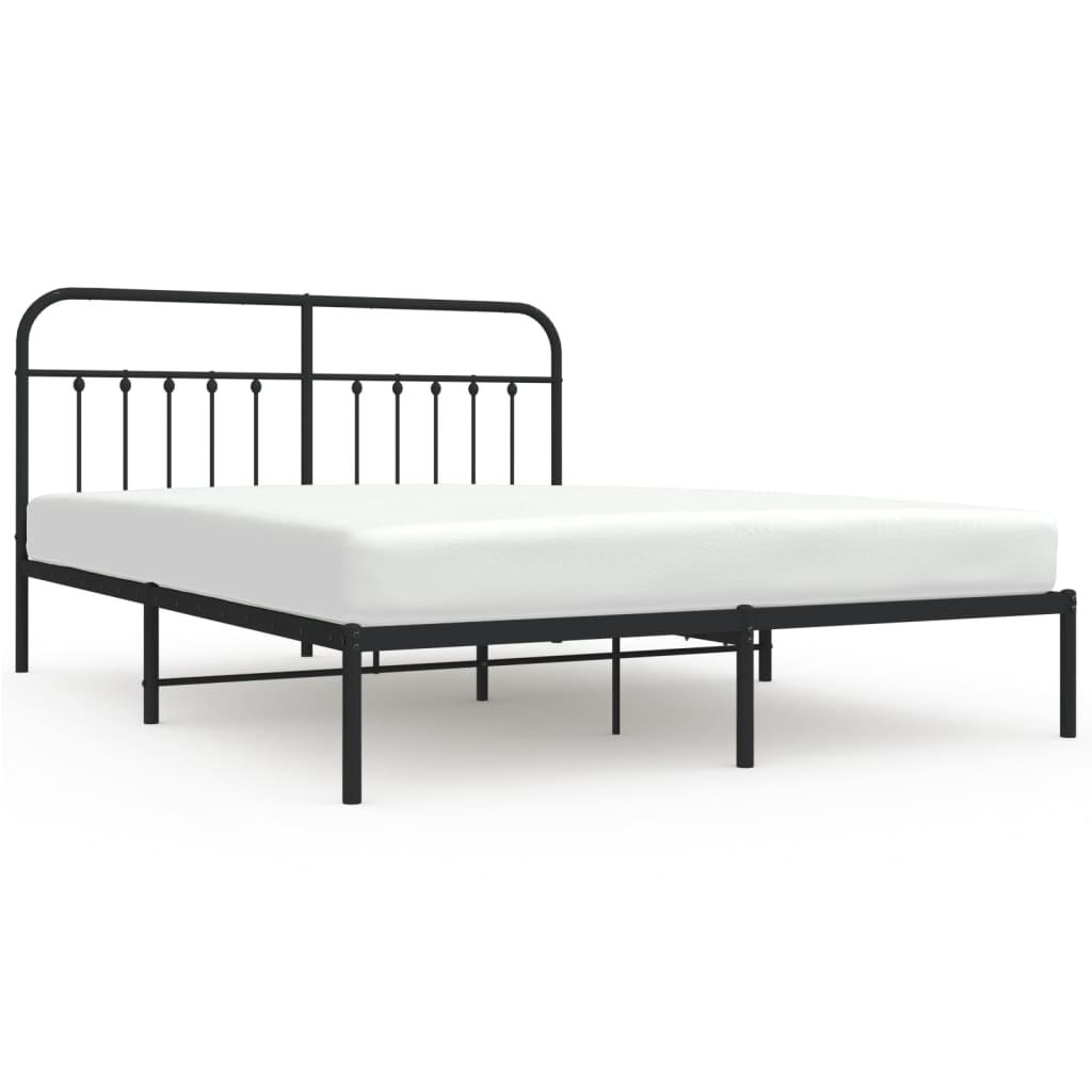 Cadru de pat metalic cu tăblie, negru, 160x200 cm - Lando