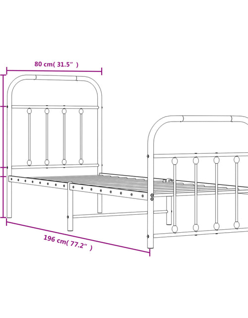 Încărcați imaginea în vizualizatorul Galerie, Cadru pat metalic cu tăblii de cap/picioare, negru, 75x190 cm - Lando
