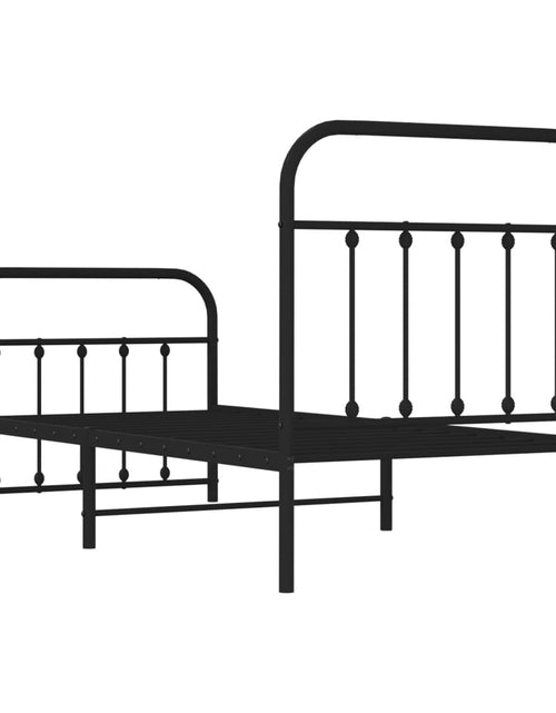 Încărcați imaginea în vizualizatorul Galerie, Cadru pat metalic cu tăblii de cap/picioare, negru, 90x200 cm - Lando
