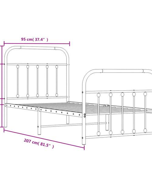 Загрузите изображение в средство просмотра галереи, Cadru pat metalic cu tăblii de cap/picioare, negru, 90x200 cm - Lando
