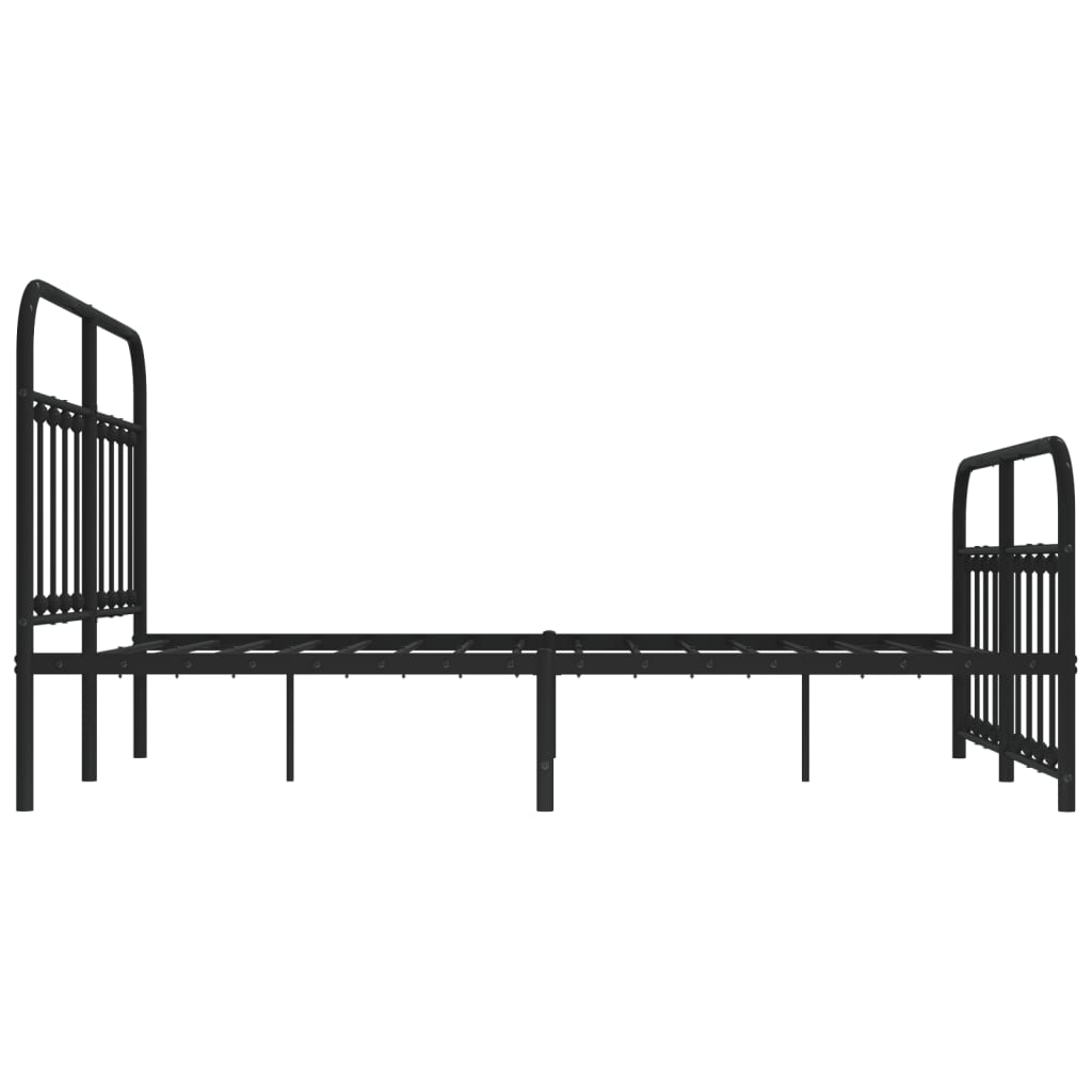 Cadru pat metalic cu tăblie de cap/picioare, negru, 150x200 cm - Lando