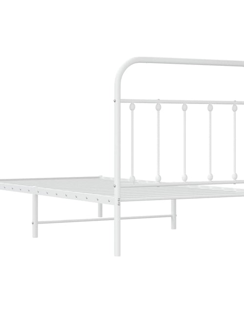Încărcați imaginea în vizualizatorul Galerie, Cadru de pat metalic cu tăblie, alb, 100x190 cm - Lando
