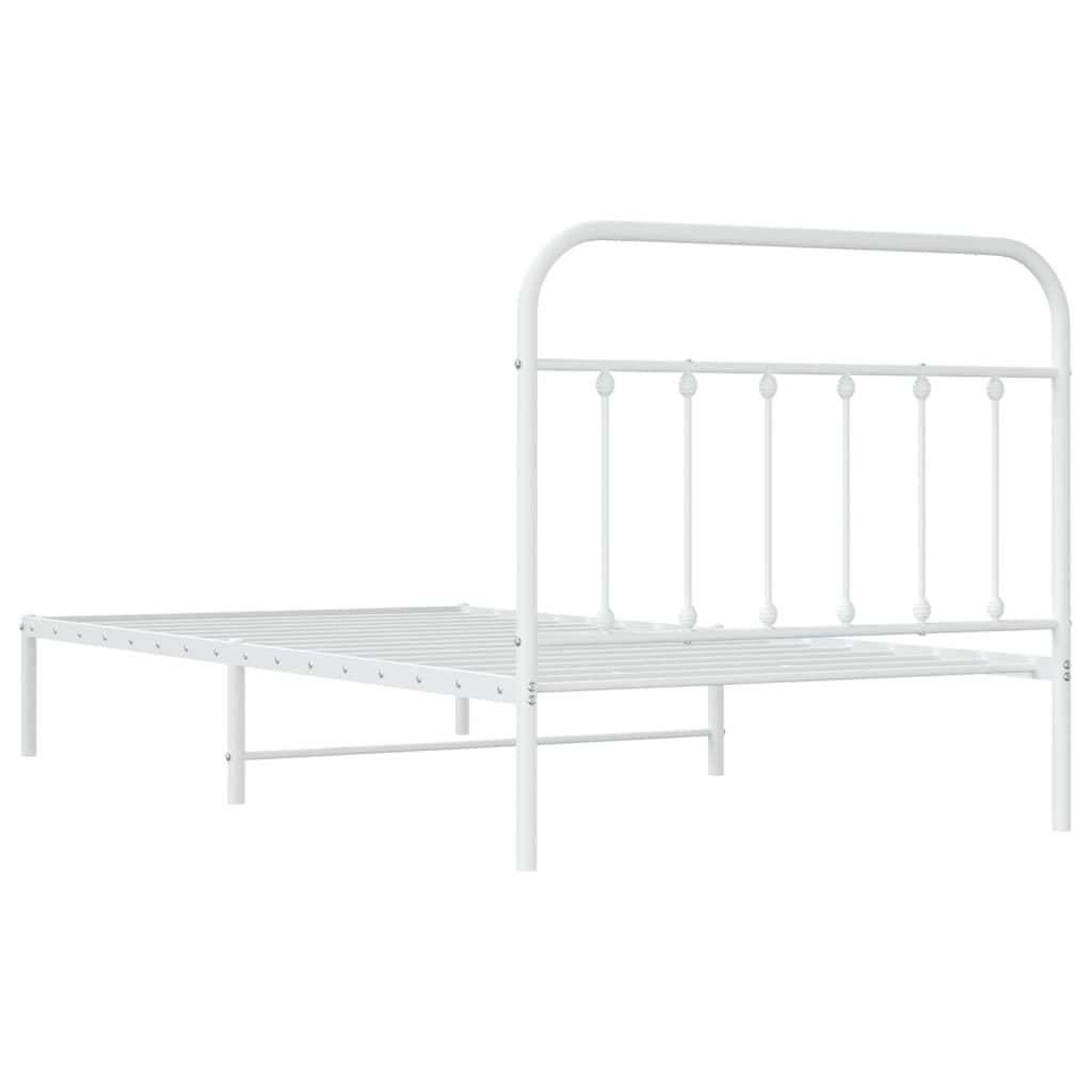 Cadru de pat din metal cu tăblie, alb, 107x203 cm - Lando