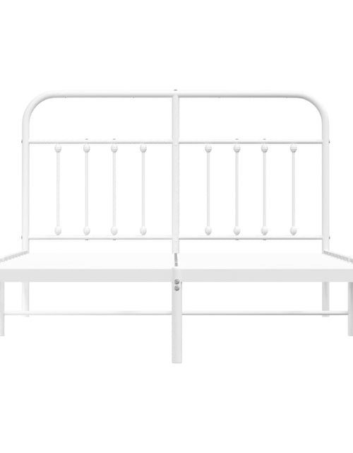 Încărcați imaginea în vizualizatorul Galerie, Cadru de pat metalic cu tăblie, alb, 140x190 cm - Lando
