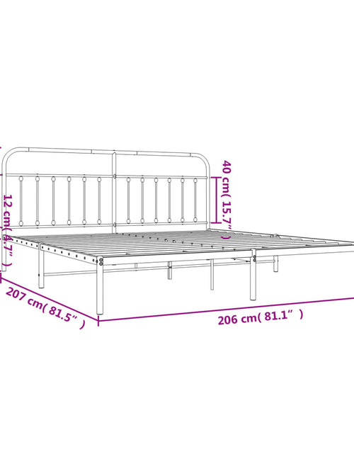 Încărcați imaginea în vizualizatorul Galerie, Cadru de pat metalic cu tăblie, alb, 200x200 cm - Lando
