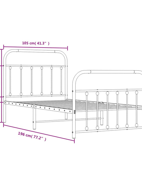 Încărcați imaginea în vizualizatorul Galerie, Cadru de pat metalic cu tăblie de cap/picioare, alb, 100x190 cm - Lando
