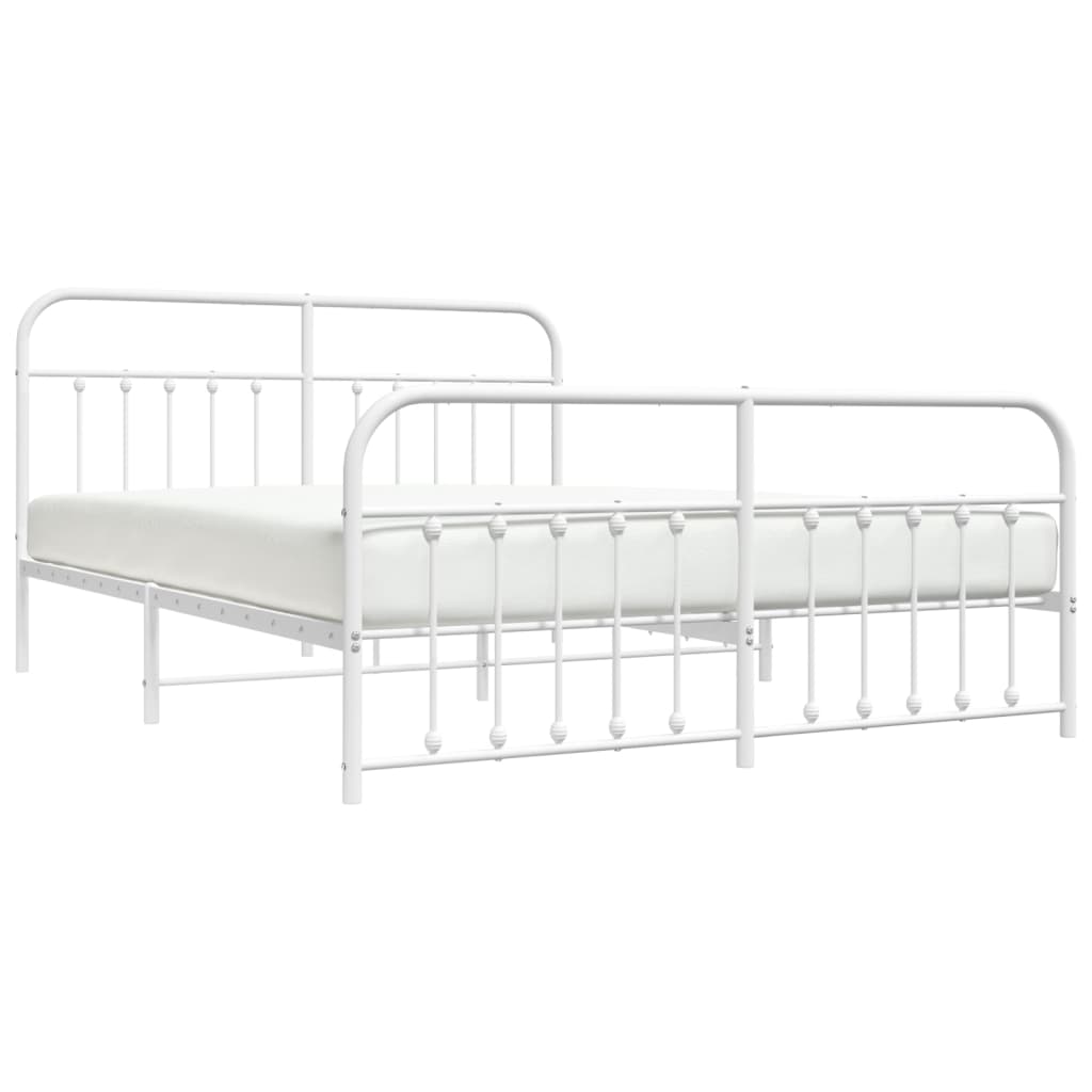 Cadru de pat metalic cu tăblie, alb, 160x200 cm - Lando