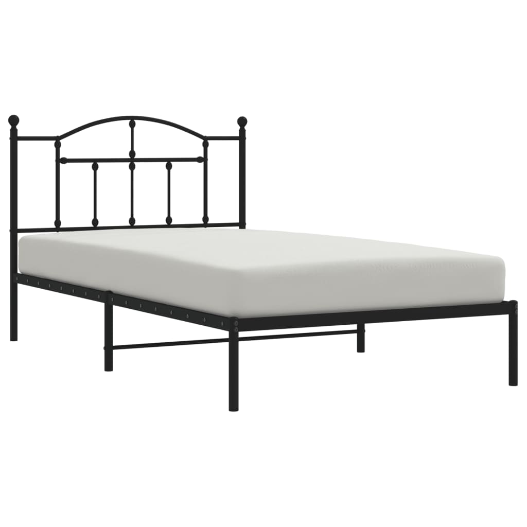 Cadru de pat din metal cu tăblie, negru, 107x203 cm - Lando