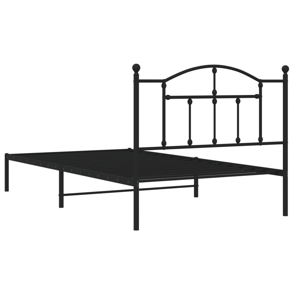 Cadru de pat din metal cu tăblie, negru, 107x203 cm - Lando