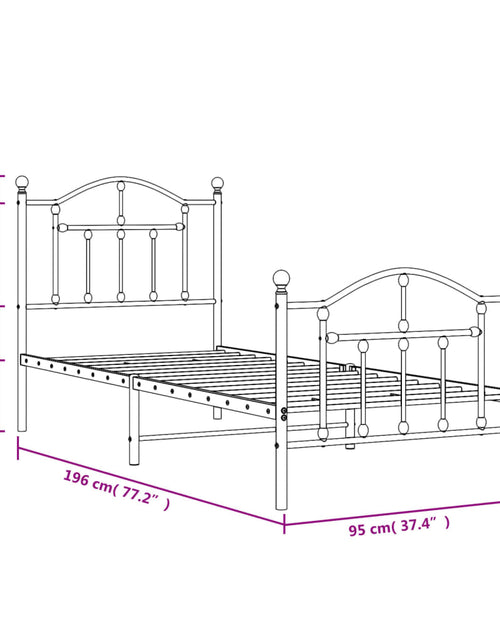 Загрузите изображение в средство просмотра галереи, Cadru pat metalic cu tăblii de cap/picioare, negru, 90x190 cm - Lando
