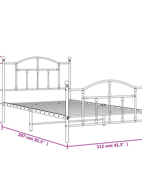 Загрузите изображение в средство просмотра галереи, Cadru pat metalic cu tăblii de cap/picioare, negru, 107x203 cm - Lando
