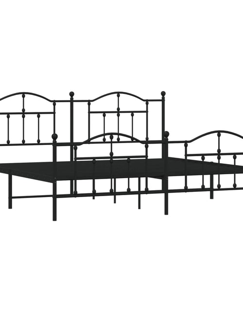 Încărcați imaginea în vizualizatorul Galerie, Cadru pat metalic cu tăblii de cap/picioare, negru, 200x200 cm - Lando
