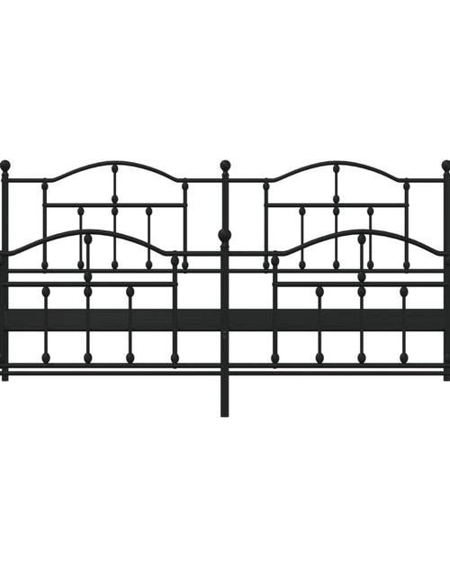 Încărcați imaginea în vizualizatorul Galerie, Cadru pat metalic cu tăblii de cap/picioare, negru, 200x200 cm - Lando
