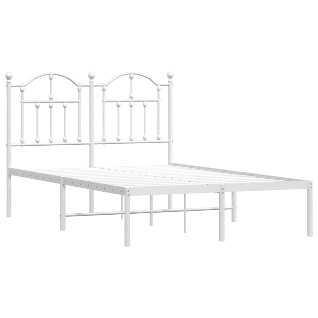 Cadru de pat metalic cu tăblie, alb, 120x190 cm - Lando