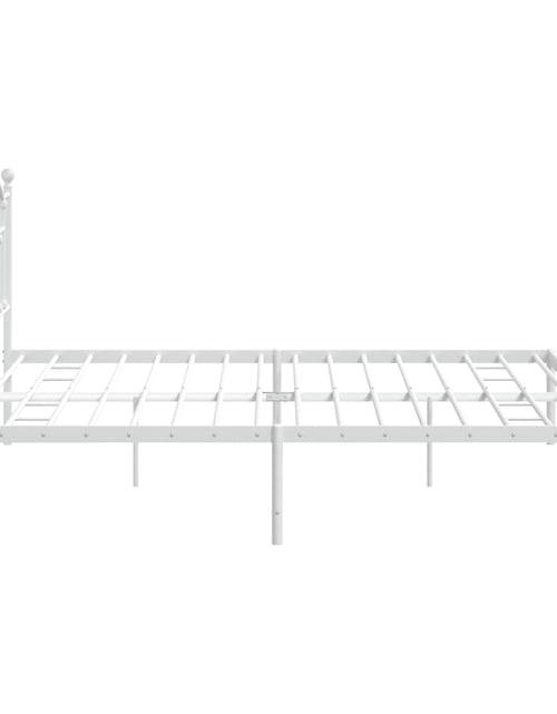 Încărcați imaginea în vizualizatorul Galerie, Cadru de pat metalic cu tăblie, alb, 200x200 cm - Lando
