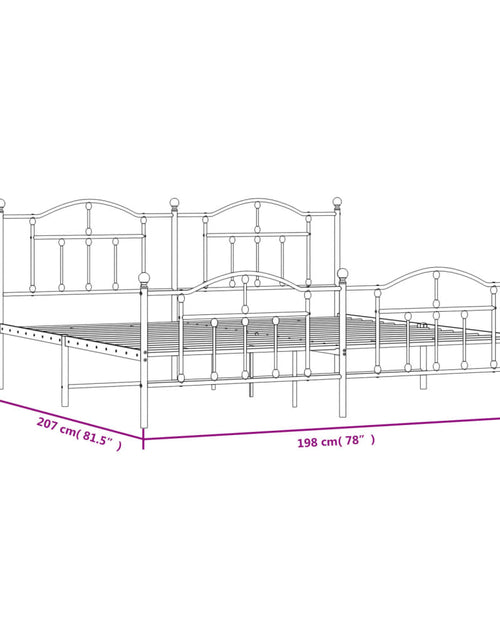 Загрузите изображение в средство просмотра галереи, Cadru de pat metalic cu tăblie de cap/picioare, alb, 193x203 cm - Lando
