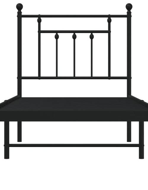 Încărcați imaginea în vizualizatorul Galerie, Cadru de pat metalic cu tăblie, negru, 75x190 cm - Lando
