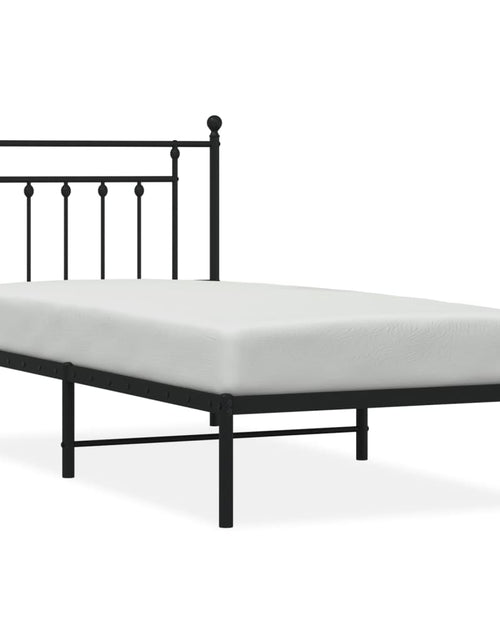 Încărcați imaginea în vizualizatorul Galerie, Cadru pat metalic cu tăblie, negru, 90x200 cm - Lando
