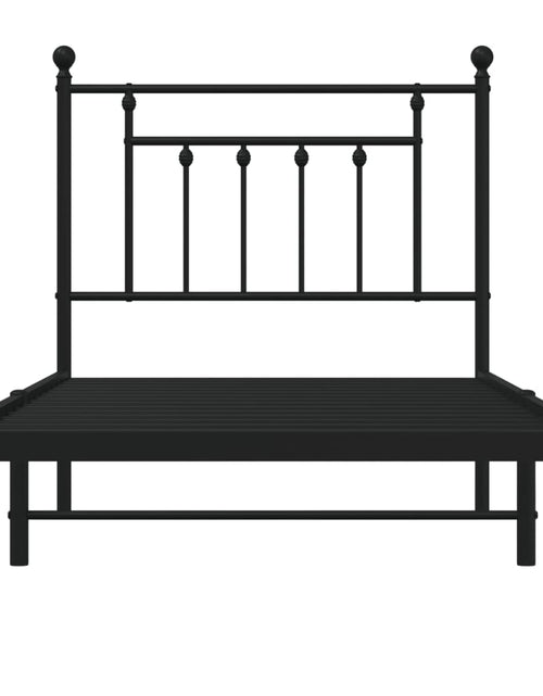 Încărcați imaginea în vizualizatorul Galerie, Cadru pat metalic cu tăblie, negru, 90x200 cm - Lando
