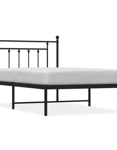 Загрузите изображение в средство просмотра галереи, Cadru de pat din metal cu tăblie, negru, 107x203 cm - Lando
