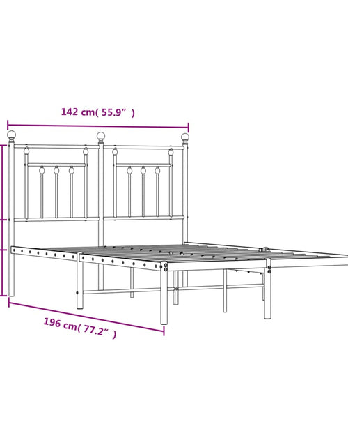 Încărcați imaginea în vizualizatorul Galerie, Cadru de pat metalic cu tăblie, negru, 135x190 cm - Lando
