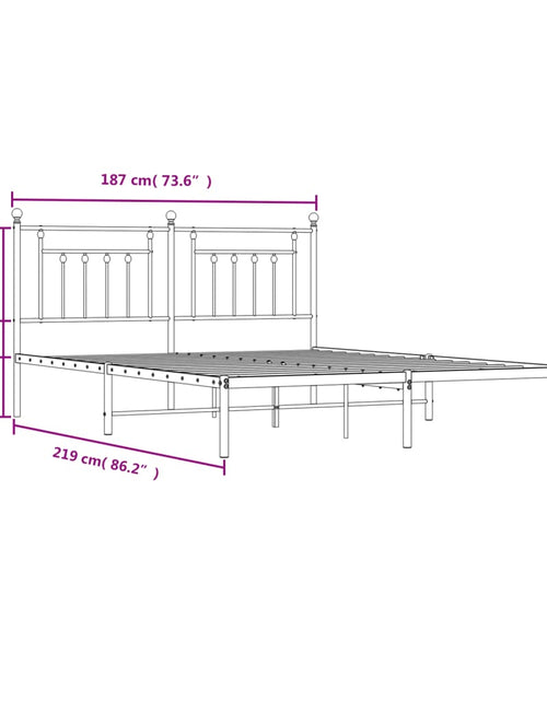Încărcați imaginea în vizualizatorul Galerie, Cadru de pat metalic cu tăblie, negru, 183x213 cm - Lando
