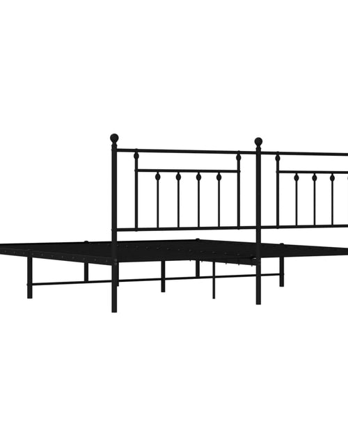 Încărcați imaginea în vizualizatorul Galerie, Cadru de pat metalic cu tăblie, negru, 193x203 cm - Lando
