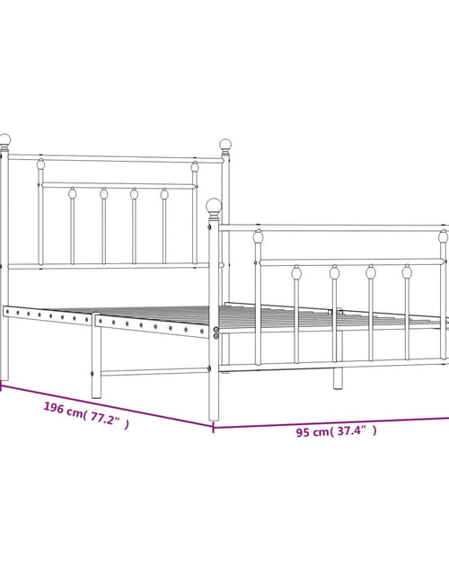 Загрузите изображение в средство просмотра галереи, Cadru pat metalic cu tăblii de cap/picioare, negru, 90x190 cm - Lando
