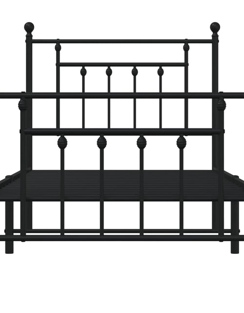 Încărcați imaginea în vizualizatorul Galerie, Cadru pat metalic cu tăblii de cap/picioare, negru, 90x200 cm - Lando
