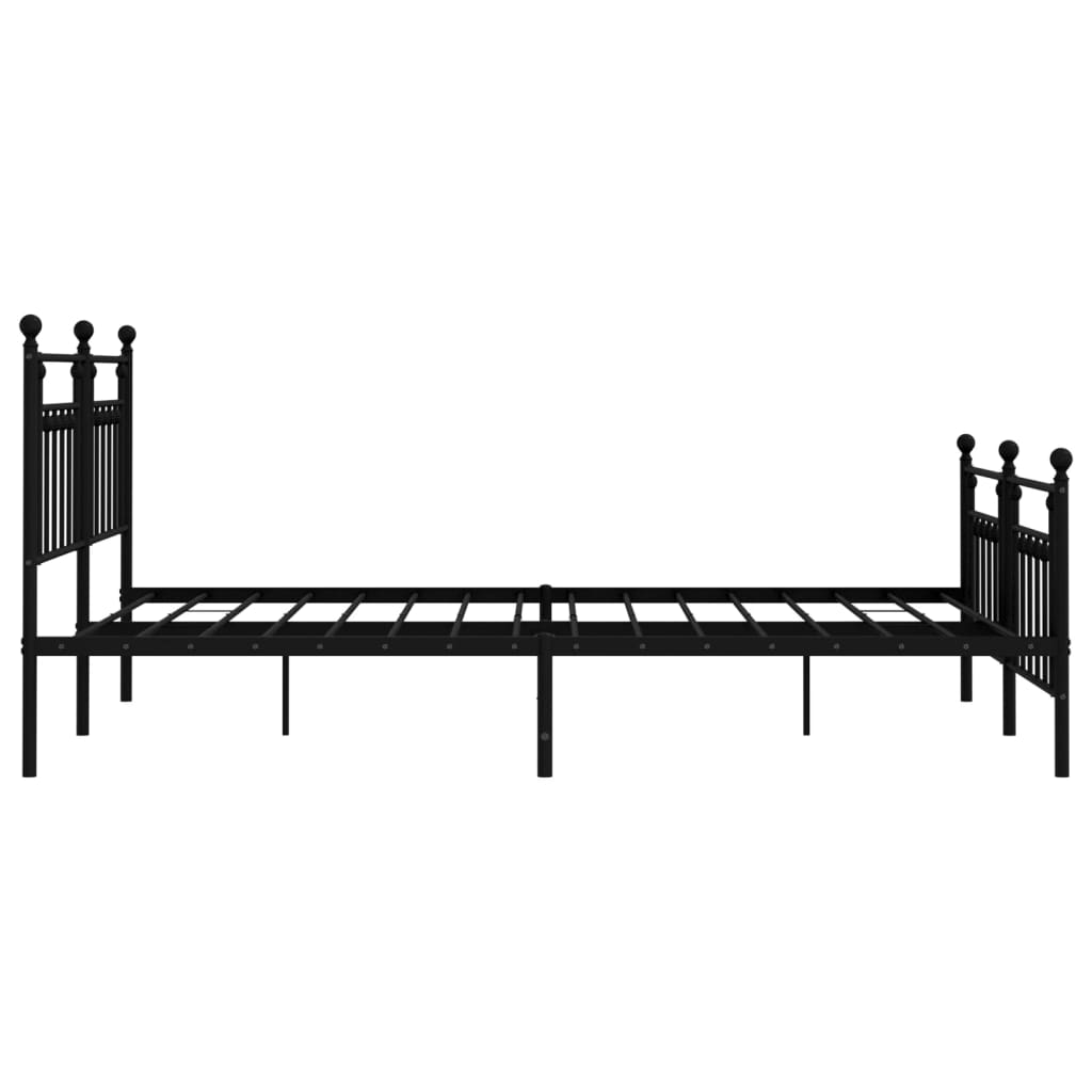 Cadru pat metalic cu tăblii de cap/picioare, negru, 183x213 cm - Lando