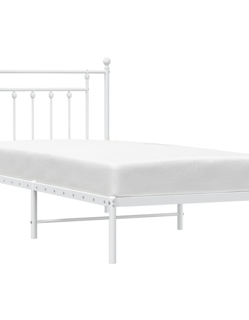 Încărcați imaginea în vizualizatorul Galerie, Cadru de pat metalic cu tăblie, alb, 80x200 cm - Lando
