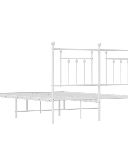Încărcați imaginea în vizualizatorul Galerie, Cadru de pat metalic cu tăblie, alb, 140x190 cm - Lando
