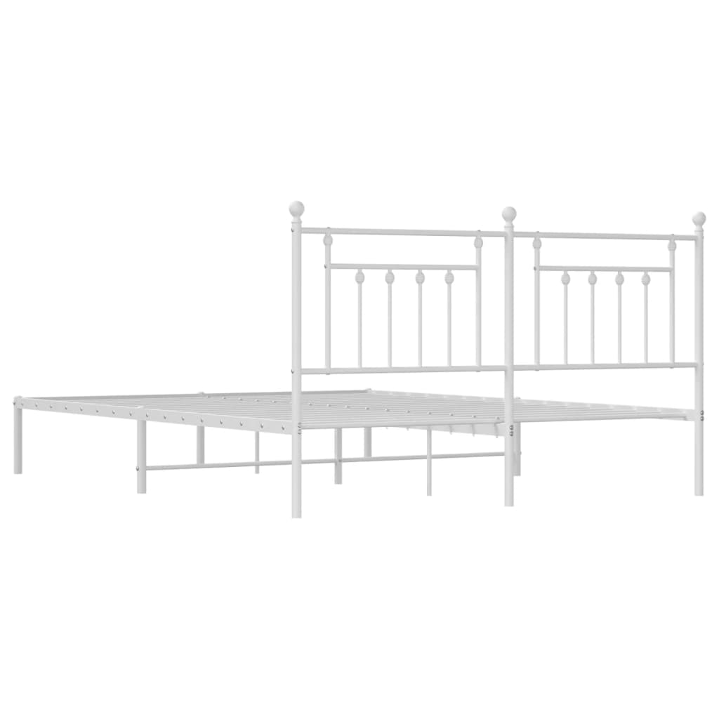 Cadru de pat metalic cu tăblie, alb, 180x200 cm - Lando