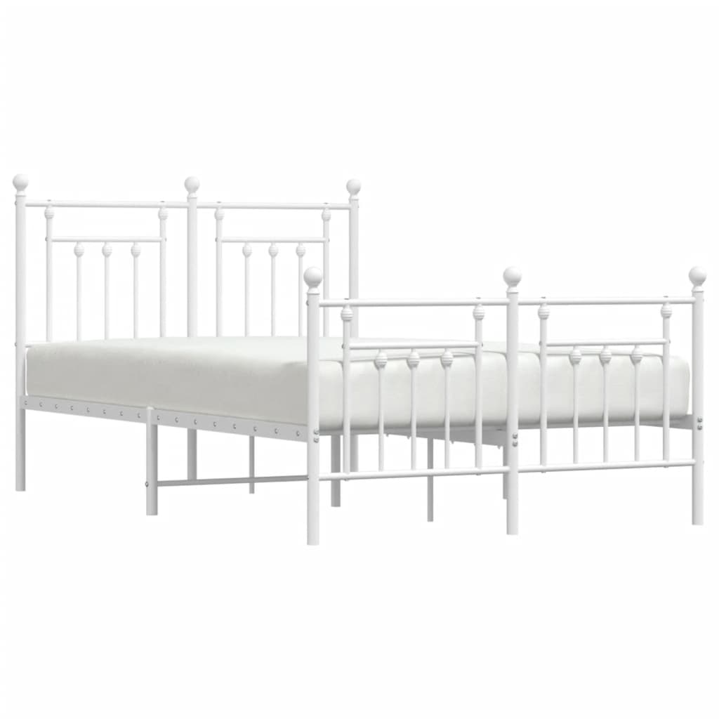 Cadru de pat metalic cu tăblie, alb, 120x200 cm - Lando