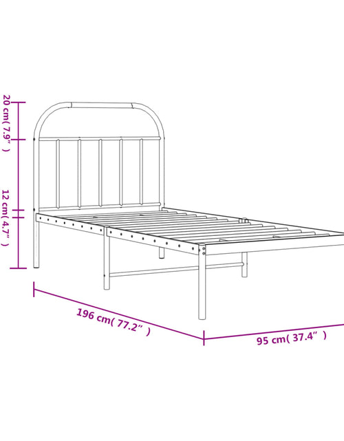 Загрузите изображение в средство просмотра галереи, Cadru de pat metalic cu tăblie, negru, 90x190 cm - Lando
