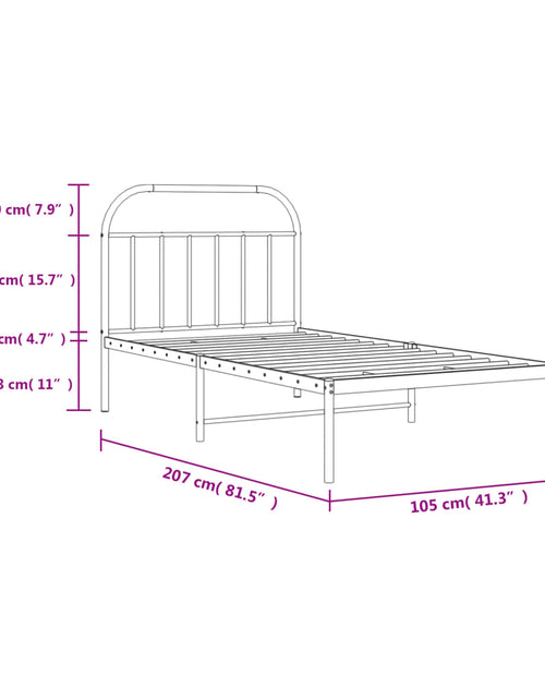 Загрузите изображение в средство просмотра галереи, Cadru de pat din metal cu tăblie, negru, 100x200 cm - Lando
